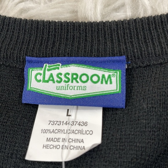 Classroom School Uniforms Adult Unisex Long Sleeve V-Neck Sweater Black Size L - Picture 4 of 8